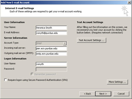 Add New E-mail Account Dialog