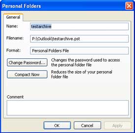 Screenshot of Personal Folders window.