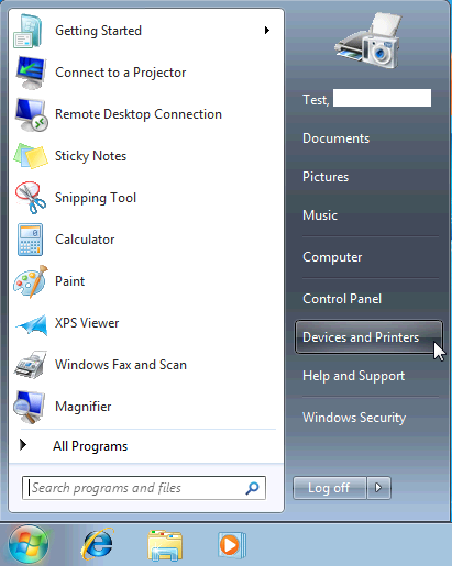 Devices and Printers