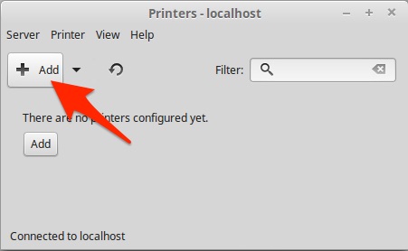 Linux Mint add printer interface