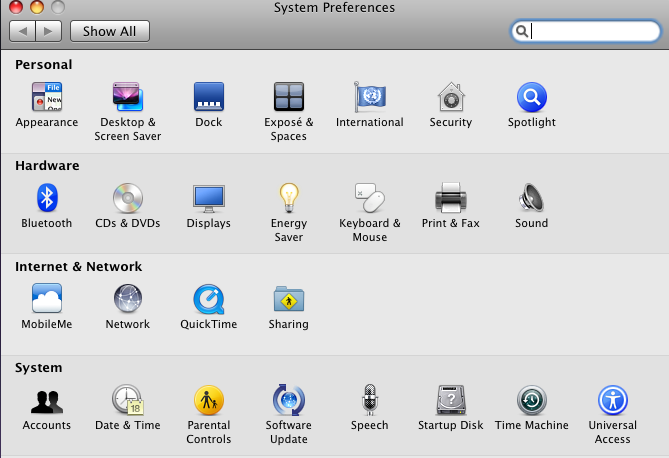 Screenshot of Appearance icon in the Personal section of System Preferences.