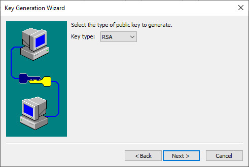 Select the type of public key to generate