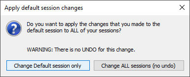 Apply default session changes