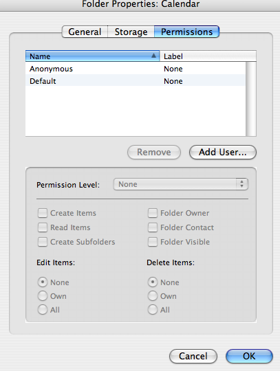 Figure 3:  Folder Permissions for adding additional users