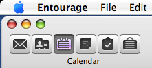 Figure 1: Selecting Calendar in Entourage 2008