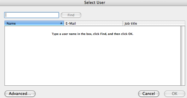 Figure 4:  Selecting user for shared calendar access.