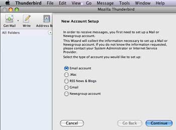 New Account Setup Dialog