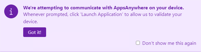 Launch Application Warning