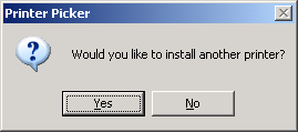 Click Yes to install another printer