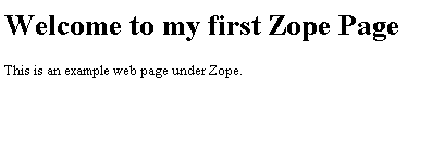 First Page in Zope
