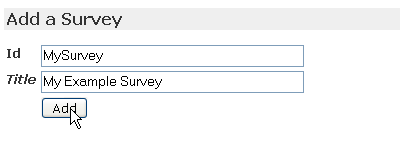 Screenshot of Add Survey screen in Zope.