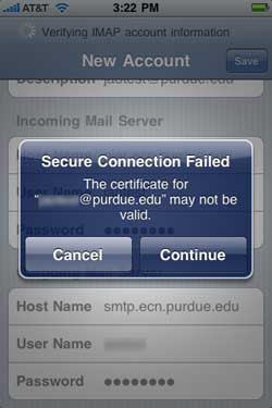 Screenshot of "Secure Connection Failed" alert message on a mobile phone.