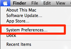 apple menu with system preferences highlighted
