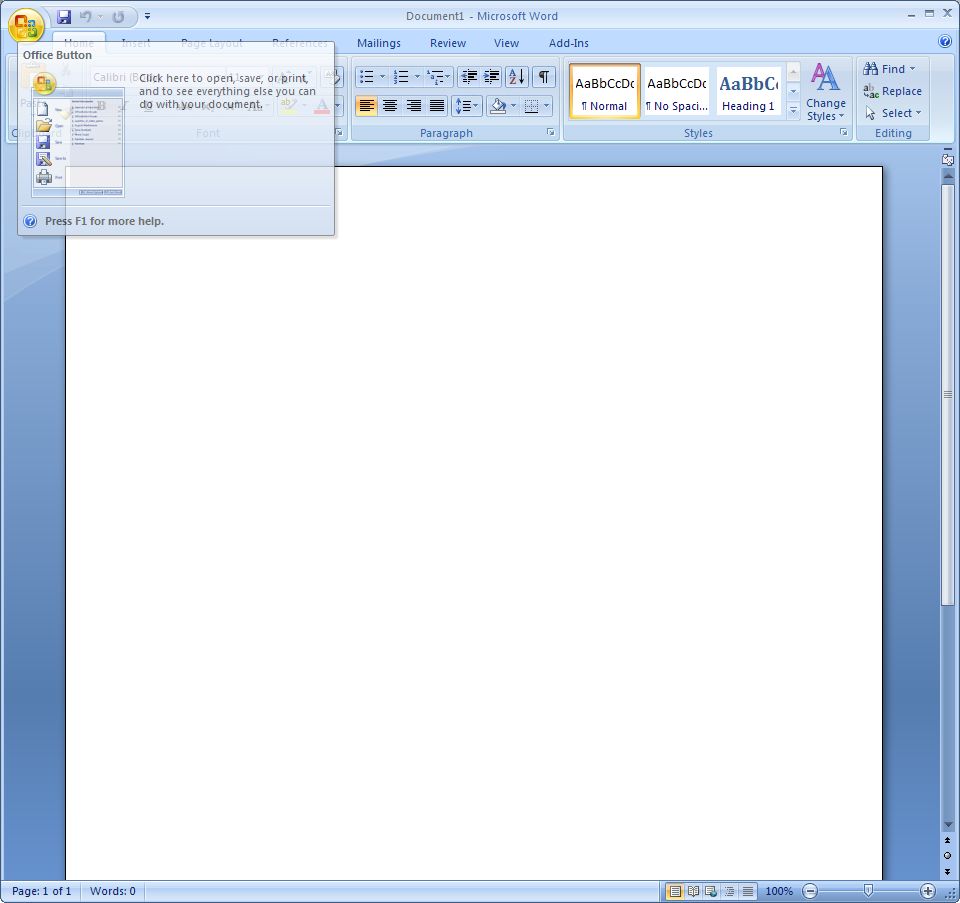 Screenshot of MS Word.