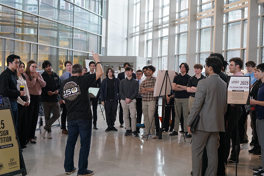 Group standing in ARMS atrium