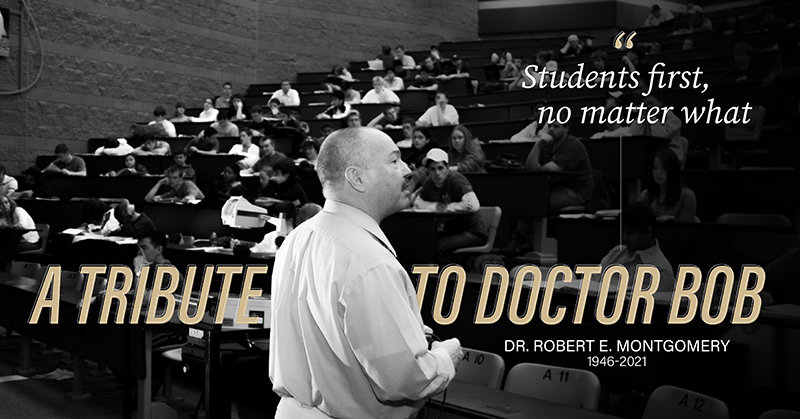 Dr. Bob Montgomery teaching students in the Class of 1950 building