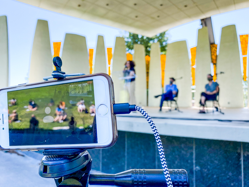 A view of the phone looking at the stage