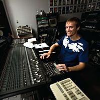 MDE alum and musician Phil Zumbrun in the studio
