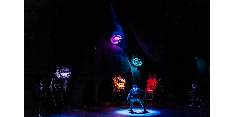 Colorful lighting and creatively constructed beasts highlight the stage for She Kills Monsters. The new Fusion Studio for Entertainment and Engineering at Purdue will allow students to build on their interest in engineering and entertainment. (Purdue University photo)