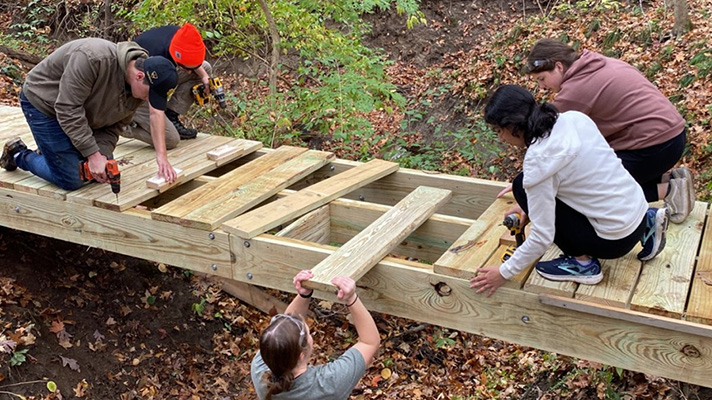 Epics students building a bridge