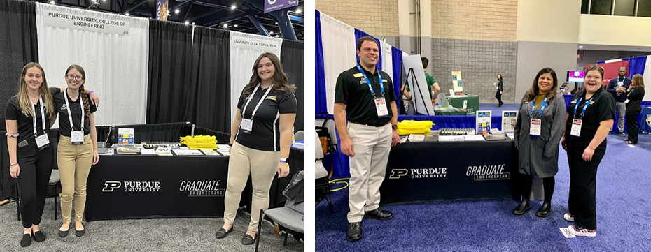 Photos of graduate students and staff at the SWE and SHPE events