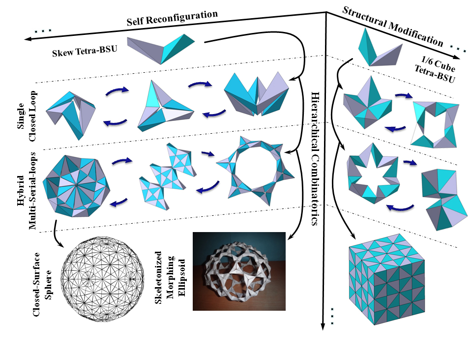 Graphic illustrating the creation of morphing robot-like mechanisms