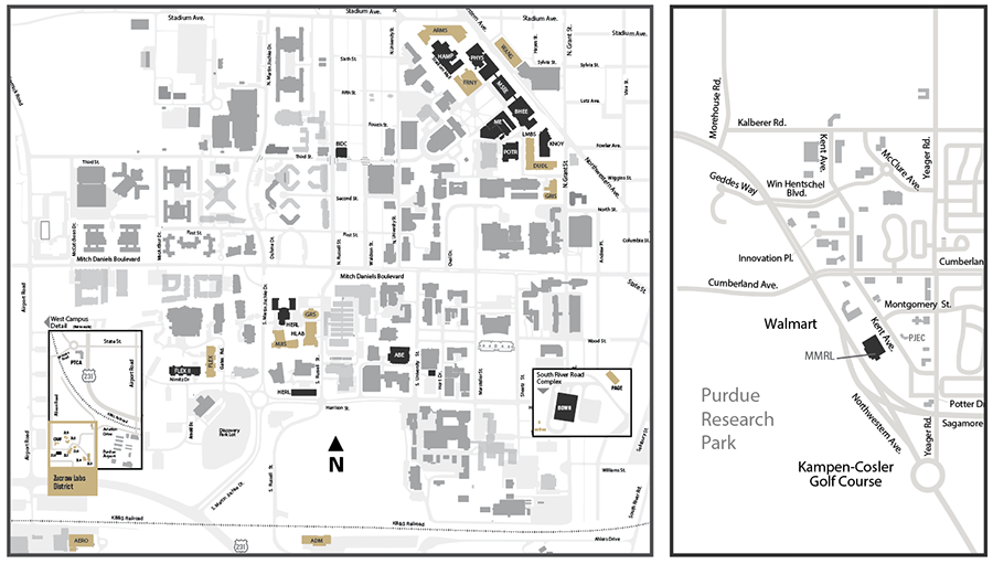 A map displaying the campus locations