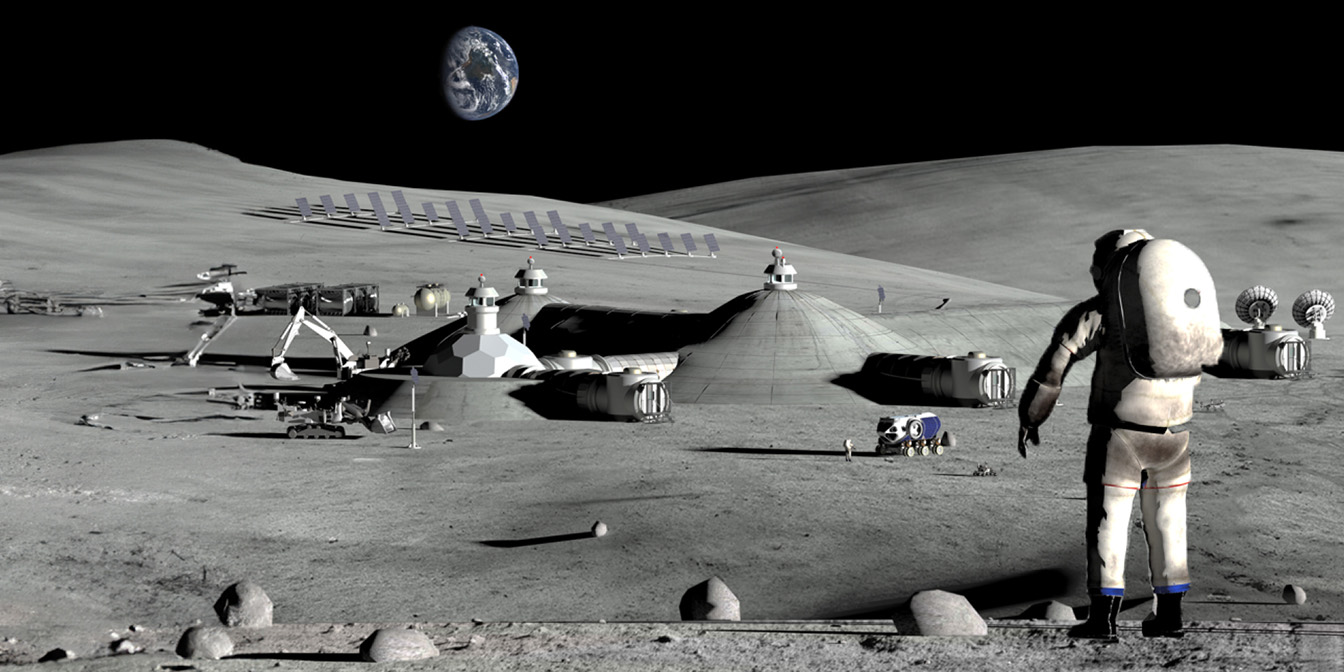 Concept image of astronauts on the moon