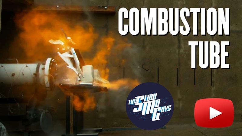 Combustion Tube from Slow Mo Guys Video with Play button on image