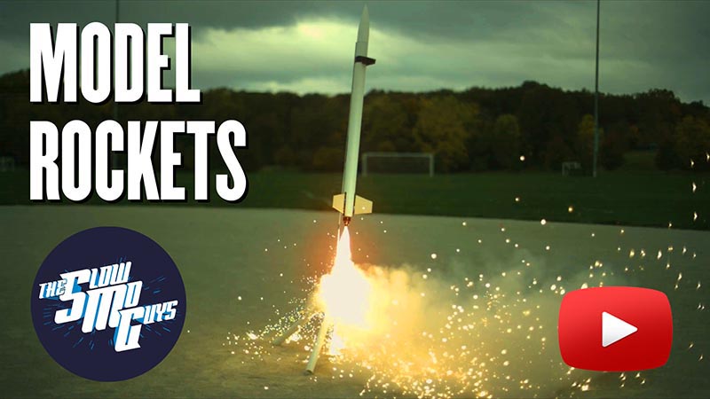 Model Rockets Slow Mo Image with Play button on image
