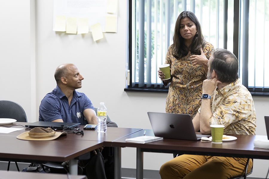 People speaking in a room