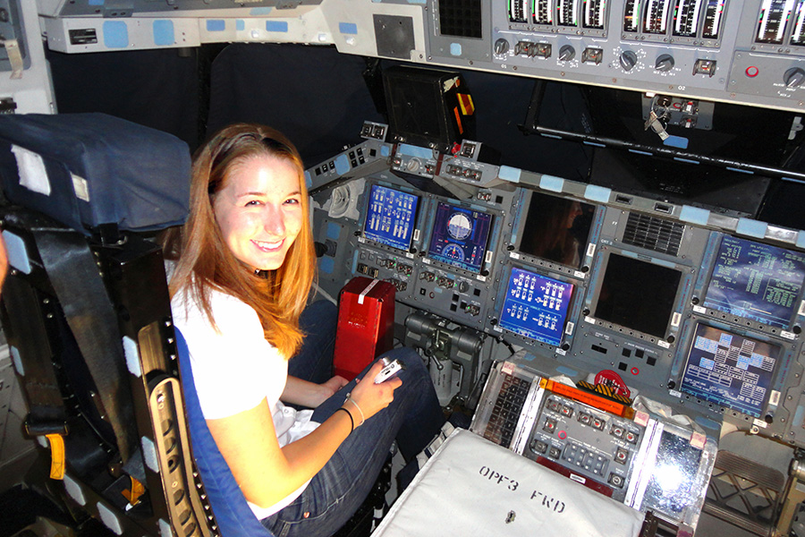 Student working inside cockpit