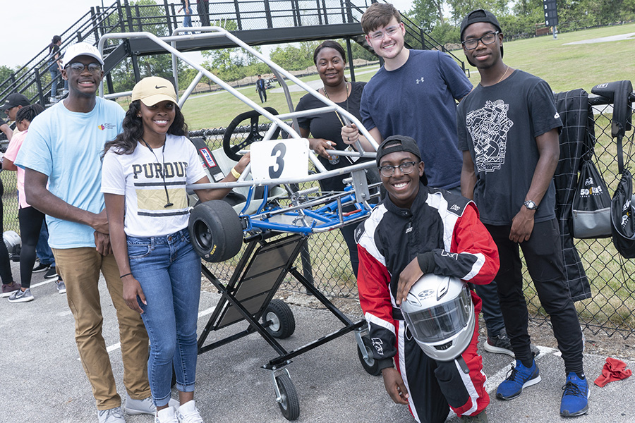 NSBE members with Grand Prix car