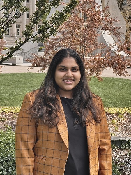 Ananya Anand Nadkarni, Purdue industrial engineering student, poses outdoors near the Purdue campus.