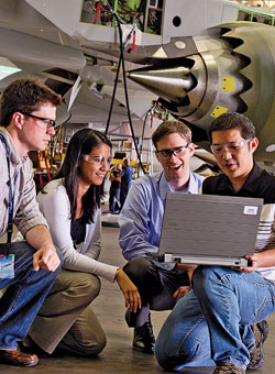 David Loffing (third from left) leads his fellow engineers
