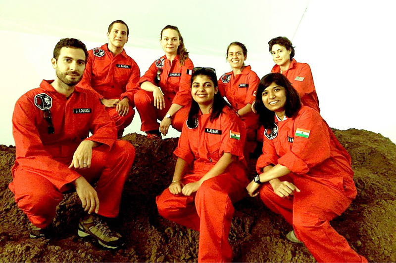 Poland Mars Analogue Simulation Crew (Pouplin is third from the right, top)