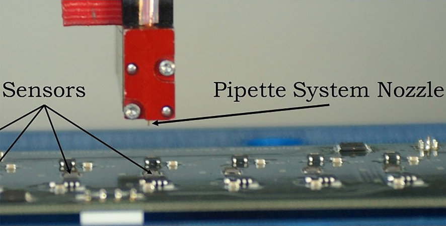 System nozzle with labelled components