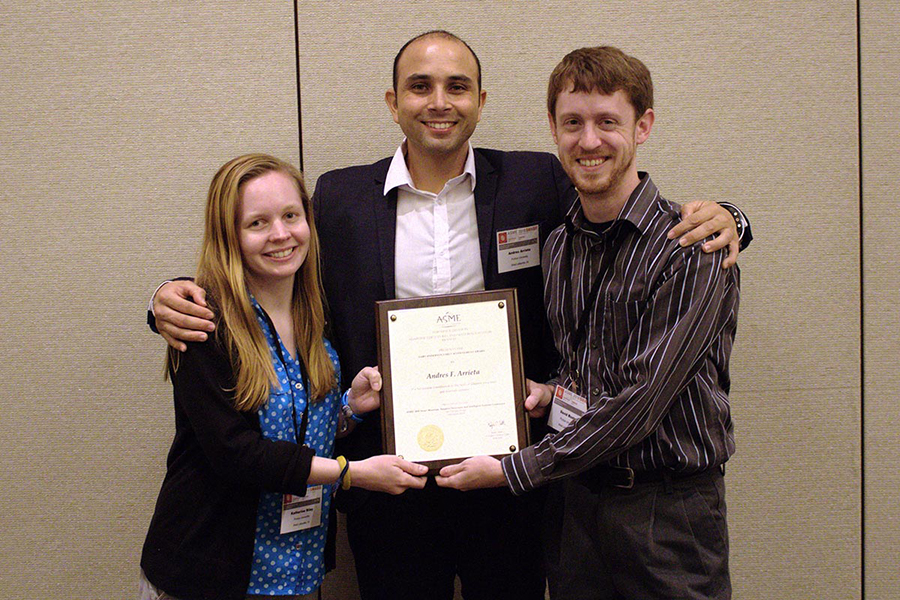 Andres Arrieta, assistant professor of mechanical engineering, Katherine Riley and Karl Ang