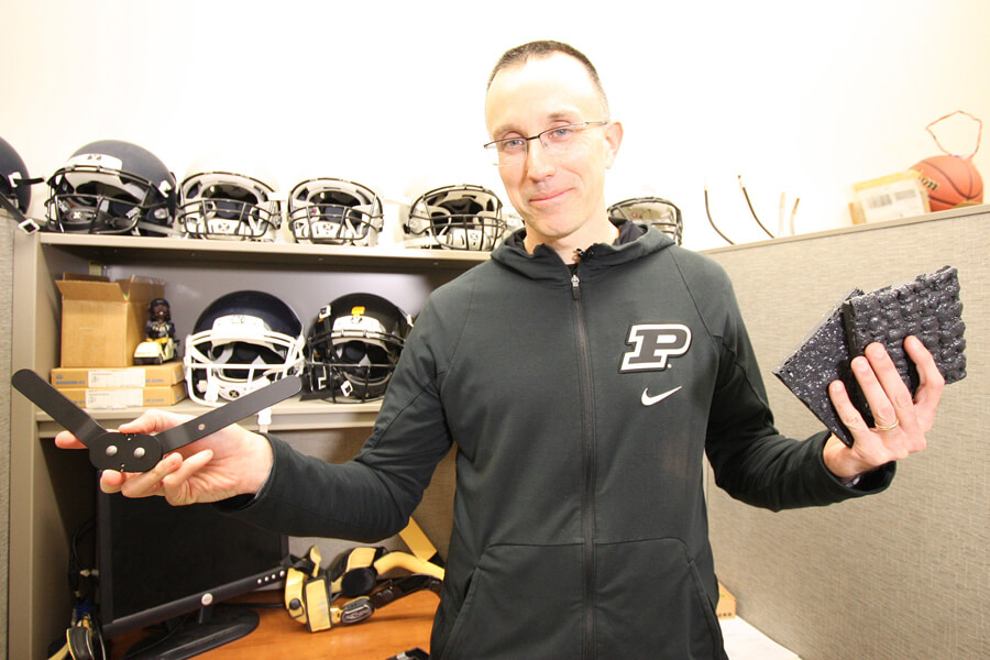 Purdue mechanical engineering professor Eric Nauman had a challenge: take the rigid parts of an elbow brace for Isaac Haas and replace them with pliable material.
