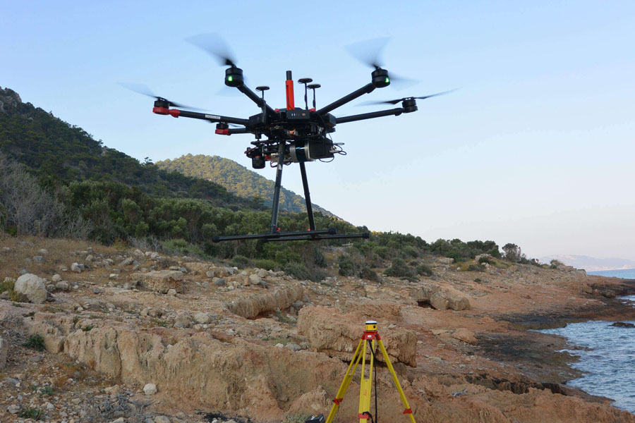 Photo of drone above Mediterranean island