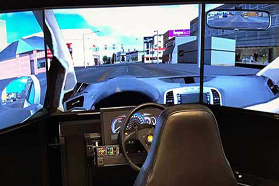 Photo of driving simulation setup