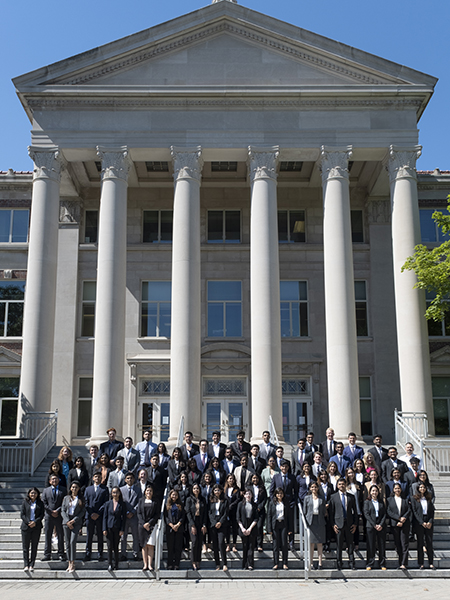 Group of students in front of building