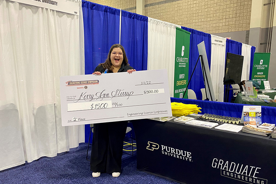 Kerry-Ann Stirrup, a PhD candidate in Materials Engineering, won second place in the 2022 SHPE Engineering Science Symposium