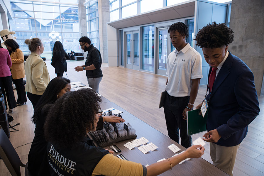 Students checking in