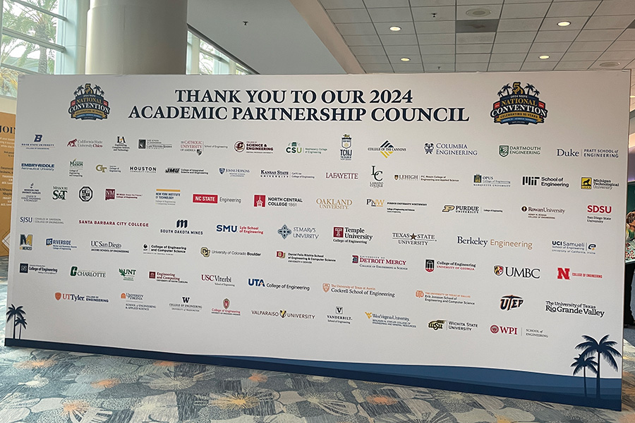 Thank you sign listing the 2024 Academic Partnership Council, which includes Purdue University