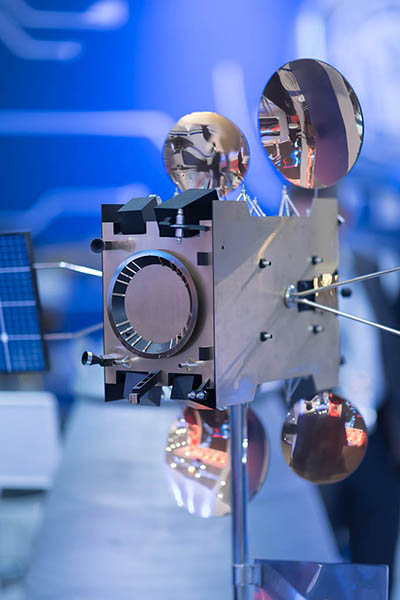 A mock-up of a satellite prototype