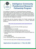 Coming Soon! The 2022 Intelligence Community Postdoctoral Research Fellowship Program