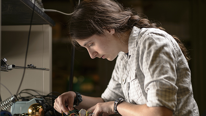 Student looking down.