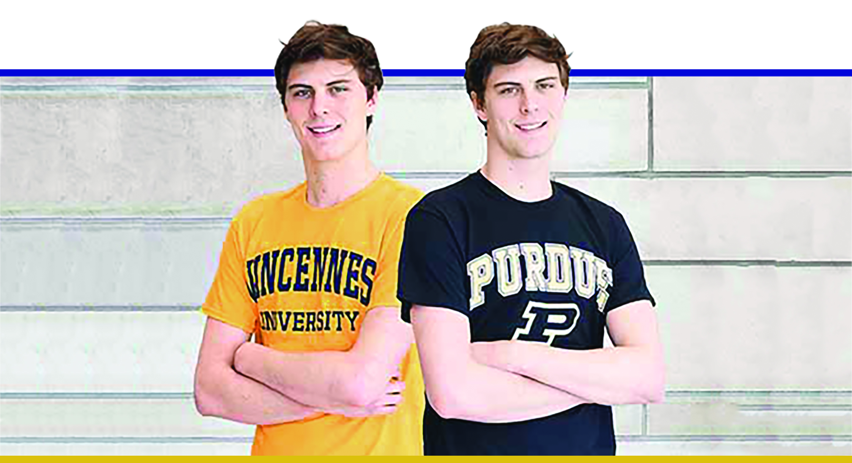 Student in Vincennes University gear and Purdue University Gear