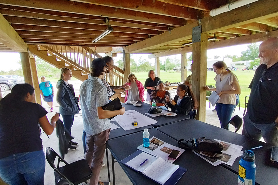 Group working on plans